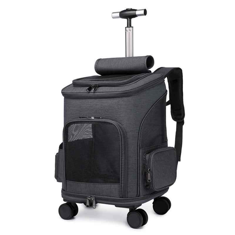 Foldable Trolley Pet Backpack with Universal Wheels for Easy Travel