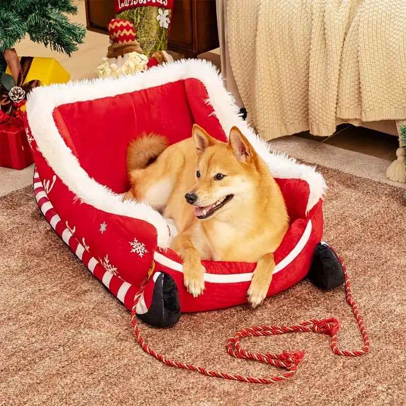 Sled Kennel Pet Bed for Cozy Holiday Rest