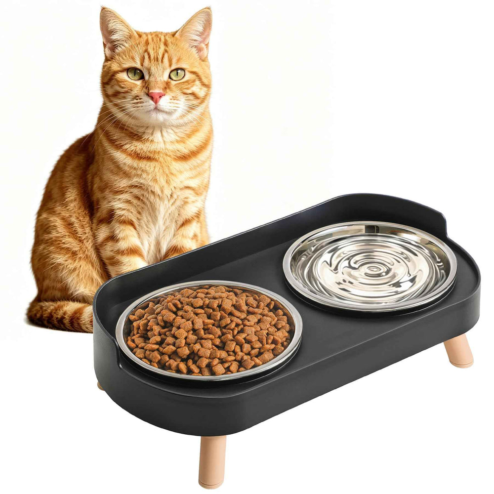 Elevated Cat Bowl Set with Non-Slip Stainless Steel Bowls