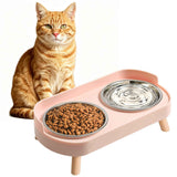 Elevated Cat Bowl Set with Non-Slip Stainless Steel Bowls