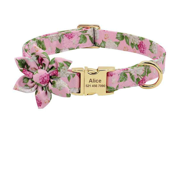 Personalized Printed Nylon Pet Collar with Engraved ID Tag