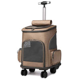 Foldable Trolley Pet Backpack with Universal Wheels for Easy Travel