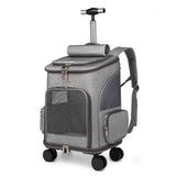 Foldable Trolley Pet Backpack with Universal Wheels for Easy Travel