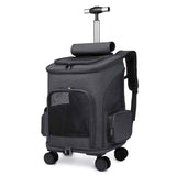 Foldable Trolley Pet Backpack with Universal Wheels for Easy Travel