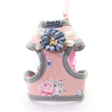 Summer Floral Chest Harness and Leash Set for Small Dogs