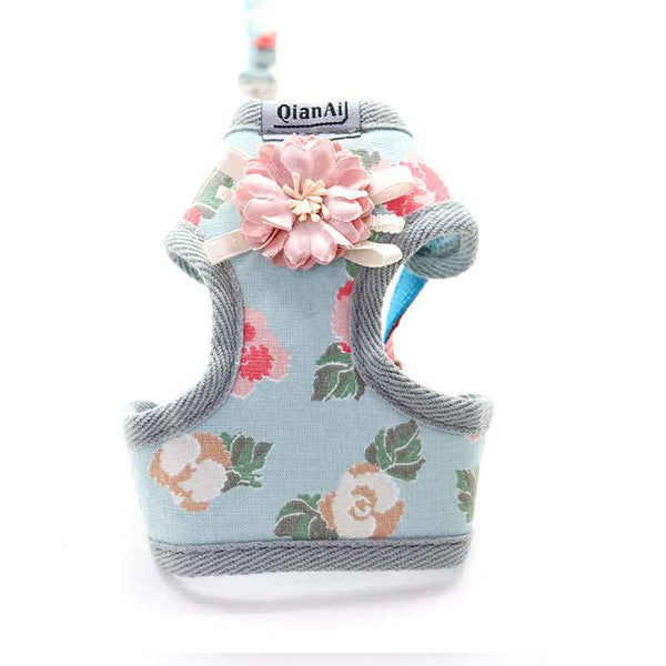 Summer Floral Chest Harness and Leash Set for Small Dogs