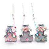 Summer Floral Chest Harness and Leash Set for Small Dogs