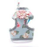 Summer Floral Chest Harness and Leash Set for Small Dogs