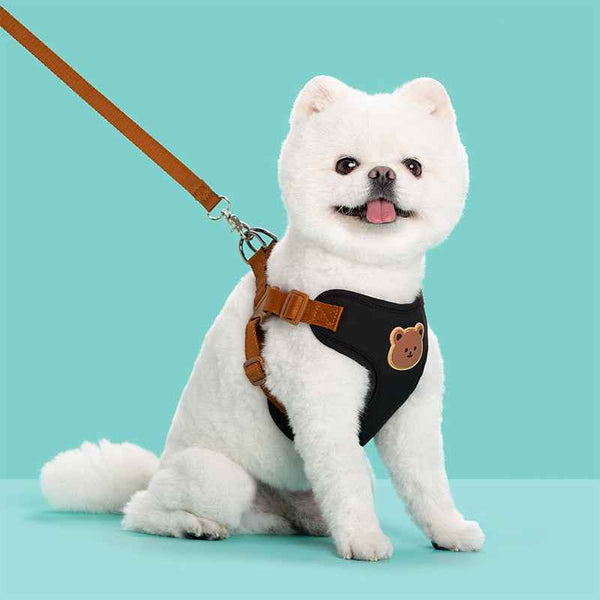 Cute Bear Head Polyester Dog Chest Harness for Outdoor Walks