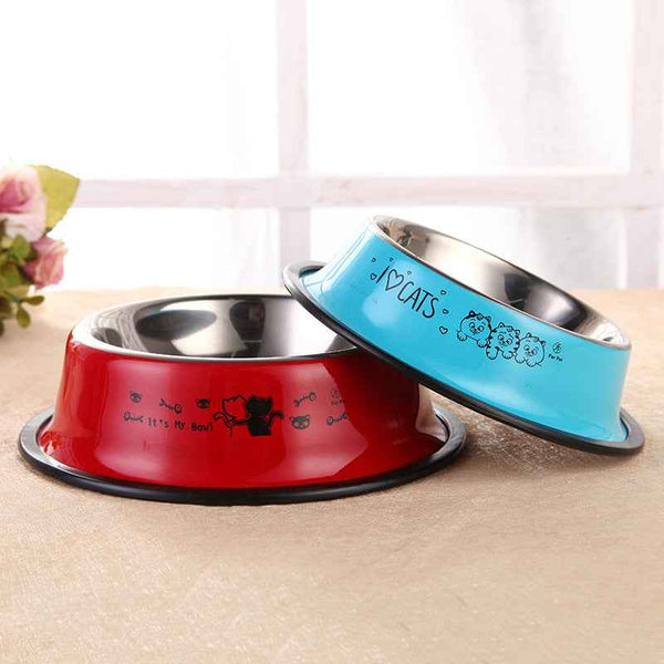 Anti-Skid Printed Stainless Steel Pet Bowl in Six Sizes