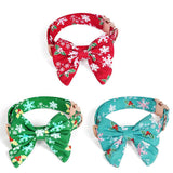 Pure Cotton Pet Collar with Removable Bow Tie Christmas Floral Style