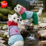 Waterproof Four-Leg Dog Raincoat Jumpsuit with Hood for Adventures