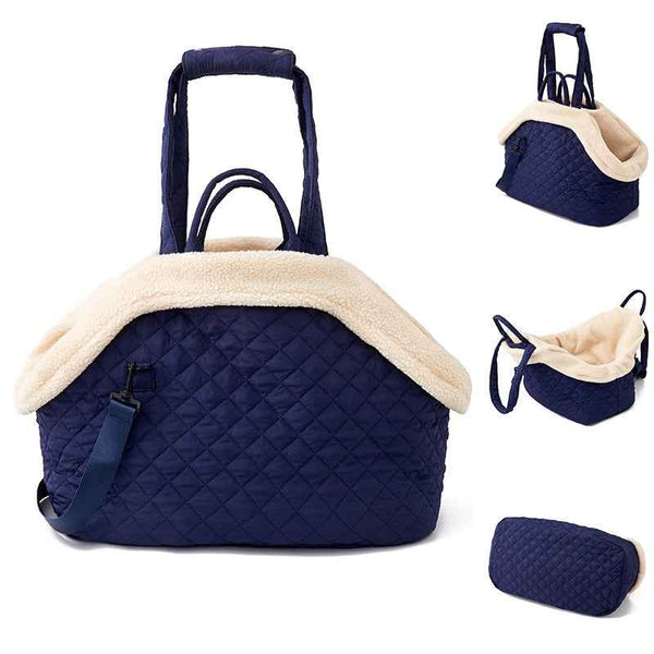 Korean Quilted Pet Shoulder Carrier Bag for Cats and Dogs