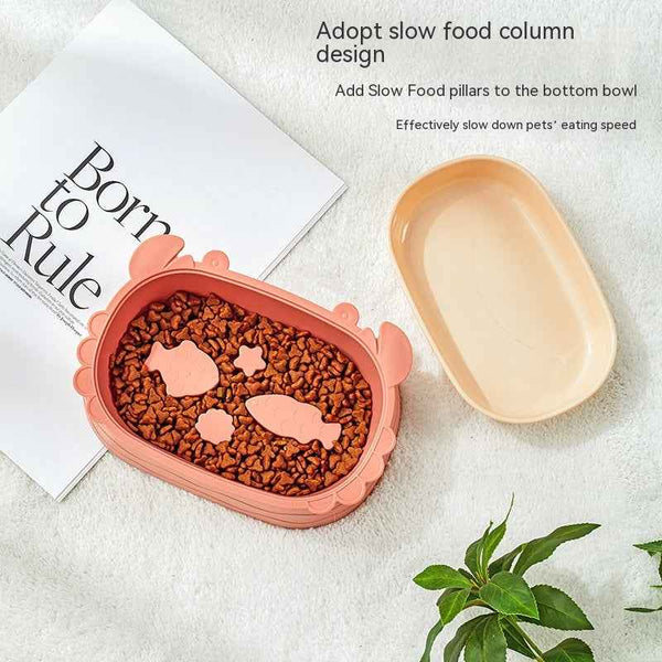 Removable Crab-Shaped Double Cat Bowl for Slower, Cleaner Feeding