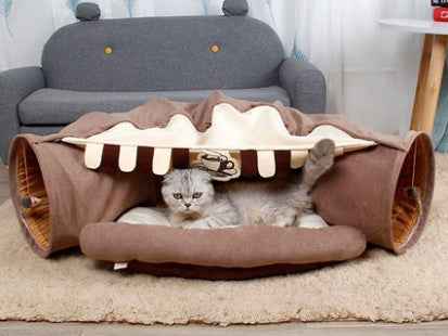 Foldable Cat Tunnel Toy – Indoor Play Tunnel for Small Pets