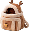 Plush Reindeer Pet Carrier Backpack with Hand Warmers for Travel
