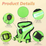 Rechargeable Mesh LED Lighted Dog Harness for Safe Night Walks