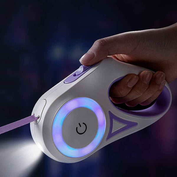 Retractable Pet Leash with Collar Spotlight for Safer Walks