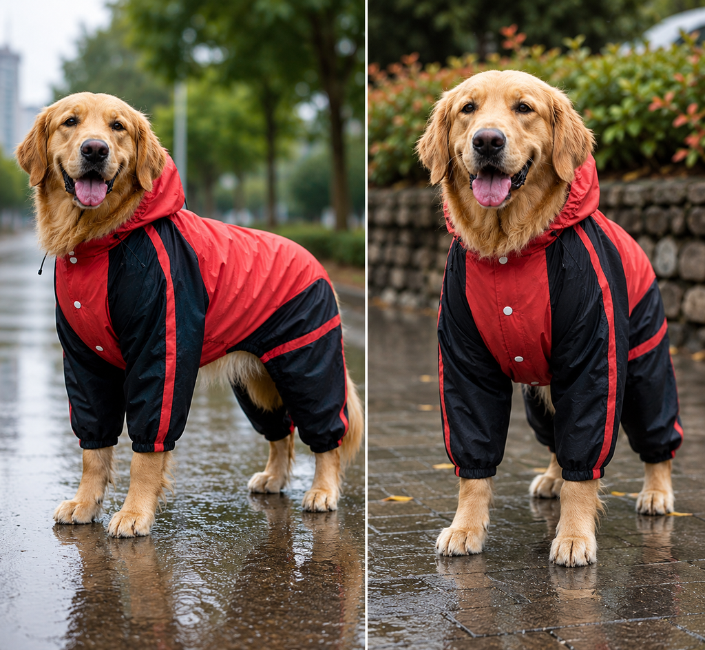 Waterproof Large Dog Raincoat with Hood for Comfortable Outdoor Walks