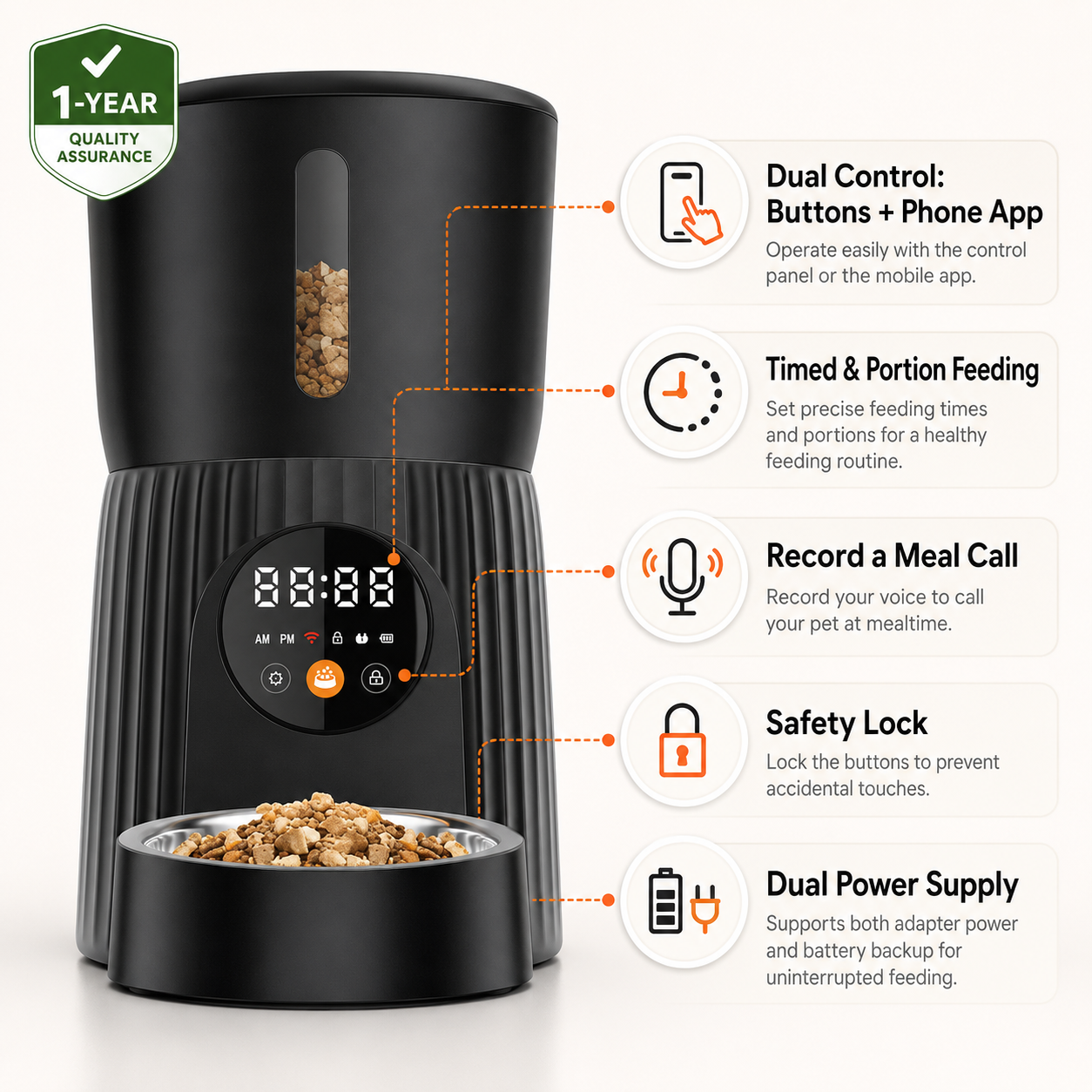 Smart Automatic Pet Feeder with Timed Remote Portion Control