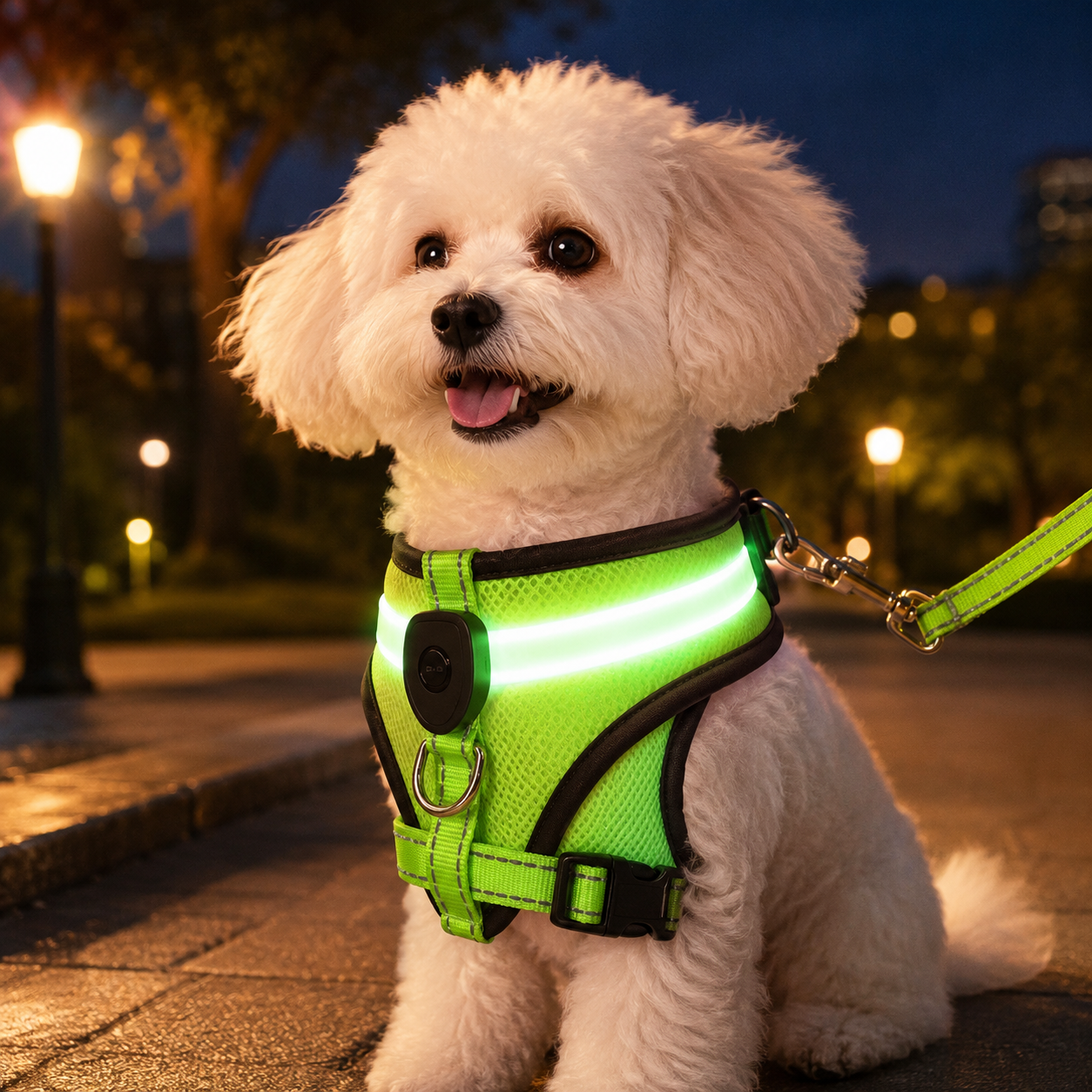 Rechargeable Mesh LED Lighted Dog Harness for Safe Night Walks