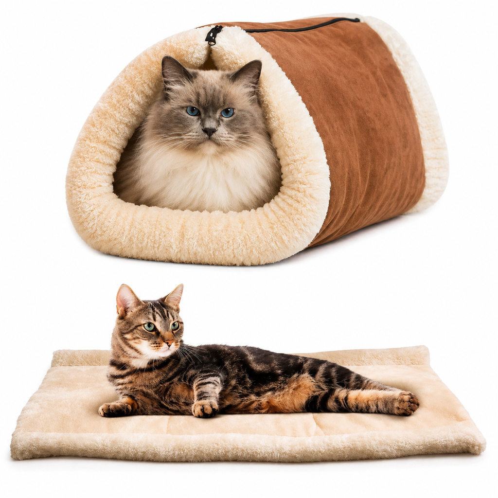 Cozy Cat Tunnel Sleeping Bag and Soft Pet Nest