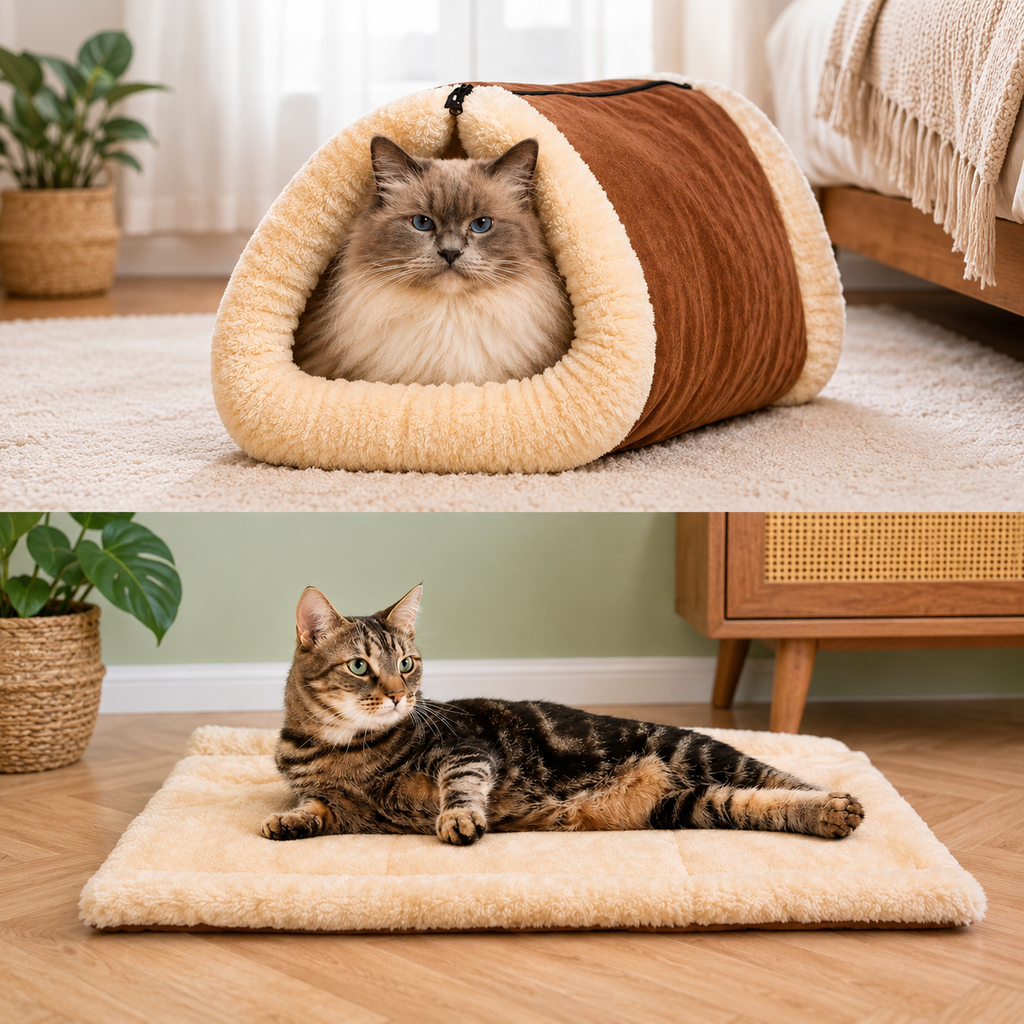 Cozy Cat Tunnel Sleeping Bag and Soft Pet Nest