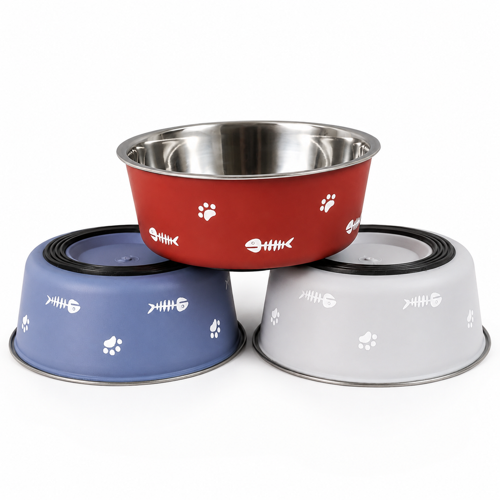 Non-Slip Stainless Steel Pet Bowl with Strong Suction Base