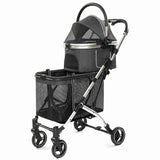 Double Decker Pet Stroller for Cats Dogs 2 Tier Detachable Folding Travel Cart