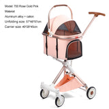Lightweight Dog Cat Stroller Detachable Basket One Hand Fold Pet Travel Cart