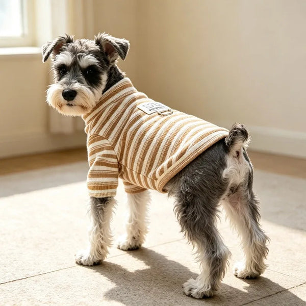 Striped Base Layer Shirt for Pet Bichon & Schnauzer, Winter Thermal Vest for Small Dogs, Available in 3 Colors