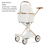 Lightweight Dog Cat Stroller Detachable Basket One Hand Fold Pet Travel Cart