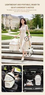 Lightweight Dog Cat Stroller Detachable Basket One Hand Fold Pet Travel Cart