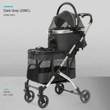 Double Decker Pet Stroller for Cats Dogs 2 Tier Detachable Folding Travel Cart