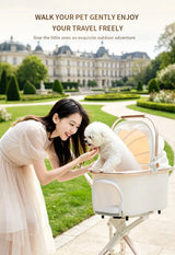 Lightweight Dog Cat Stroller Detachable Basket One Hand Fold Pet Travel Cart