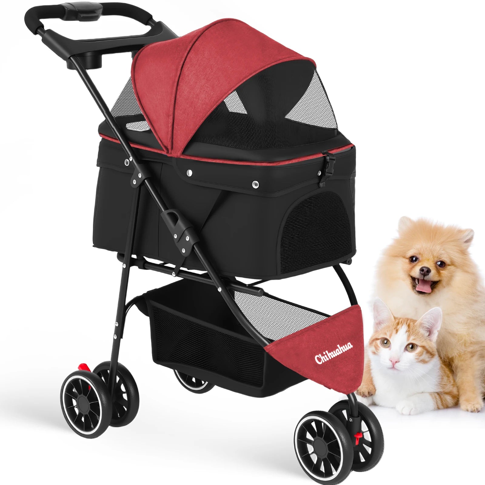 Pet Foldable Stroller For Small Puppy Dogs & Cats