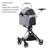 Lightweight Dog Cat Stroller Detachable Basket One Hand Fold Pet Travel Cart