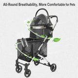 Double Decker Pet Stroller for Cats Dogs 2 Tier Detachable Folding Travel Cart