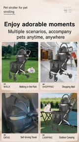 Double Decker Pet Stroller for Cats Dogs 2 Tier Detachable Folding Travel Cart