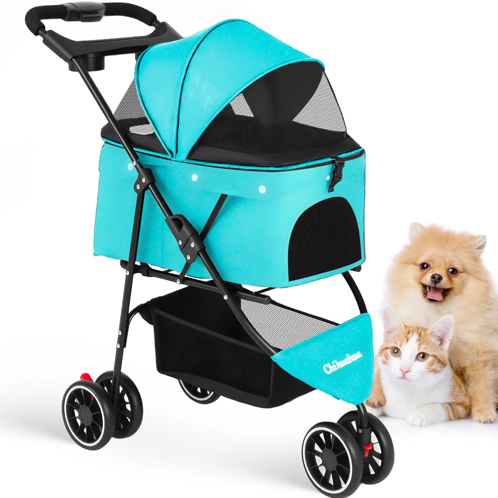 Pet Foldable Stroller For Small Puppy Dogs & Cats