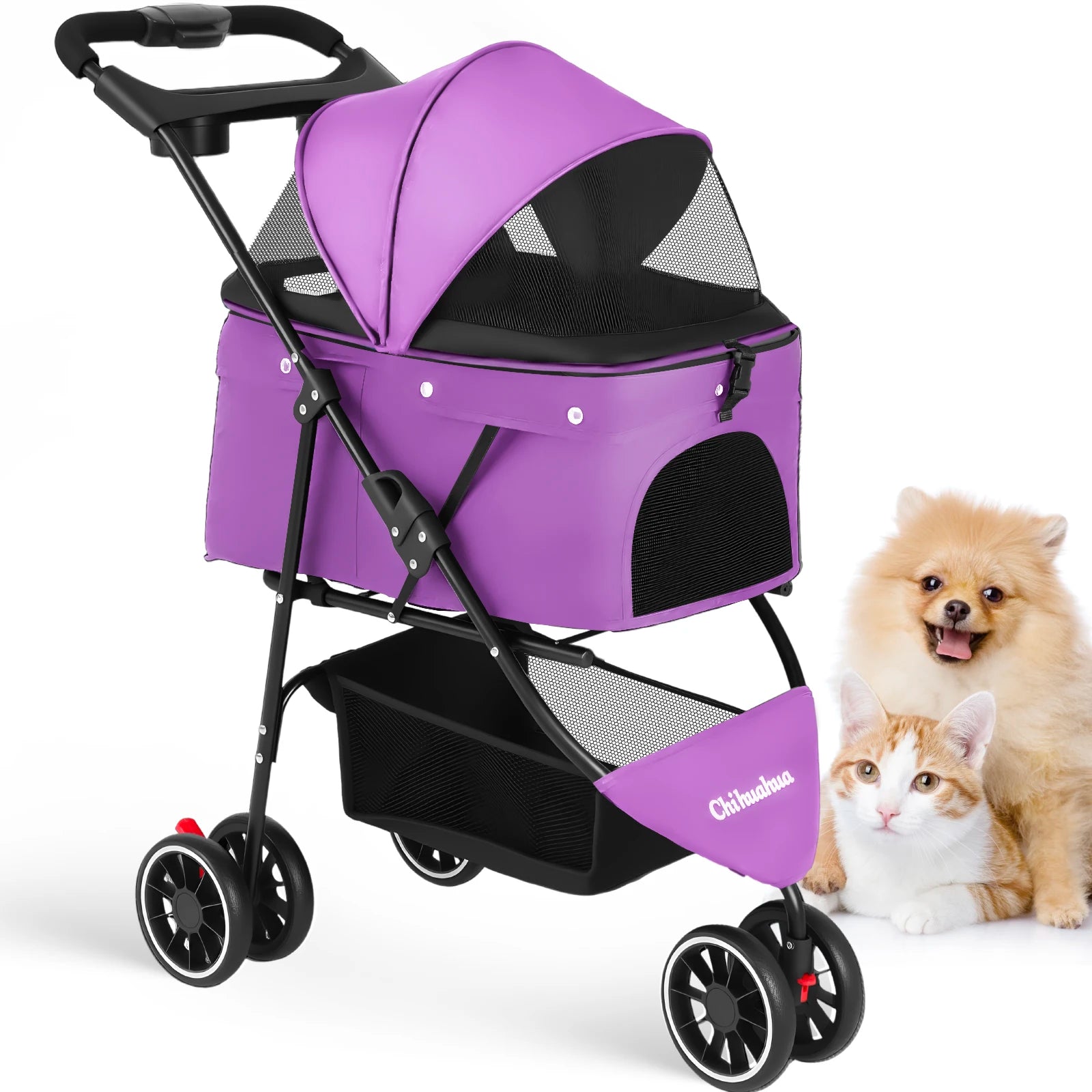 Pet Foldable Stroller For Small Puppy Dogs & Cats