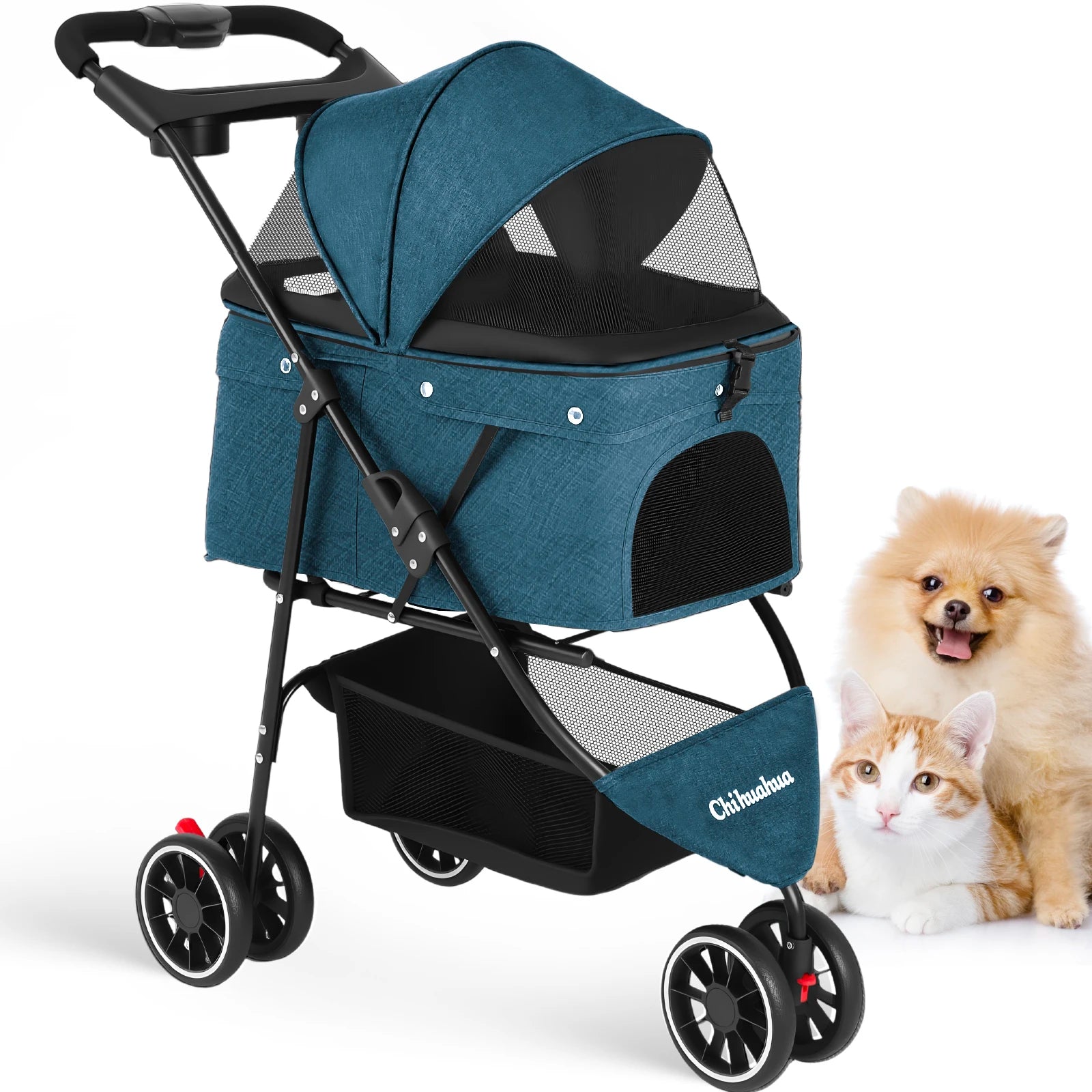 Pet Foldable Stroller For Small Puppy Dogs & Cats