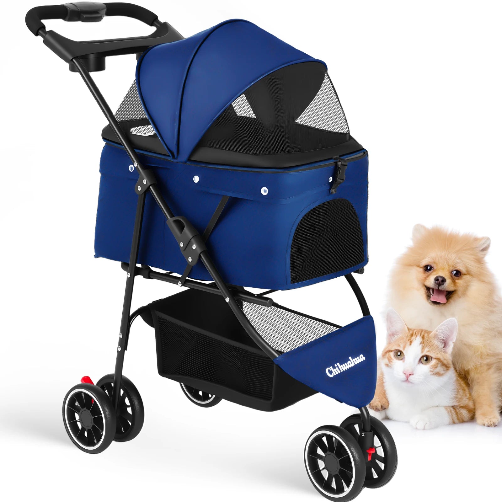 Pet Foldable Stroller For Small Puppy Dogs & Cats