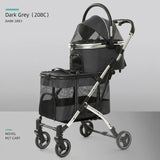 Double Decker Pet Stroller for Cats Dogs 2 Tier Detachable Folding Travel Cart