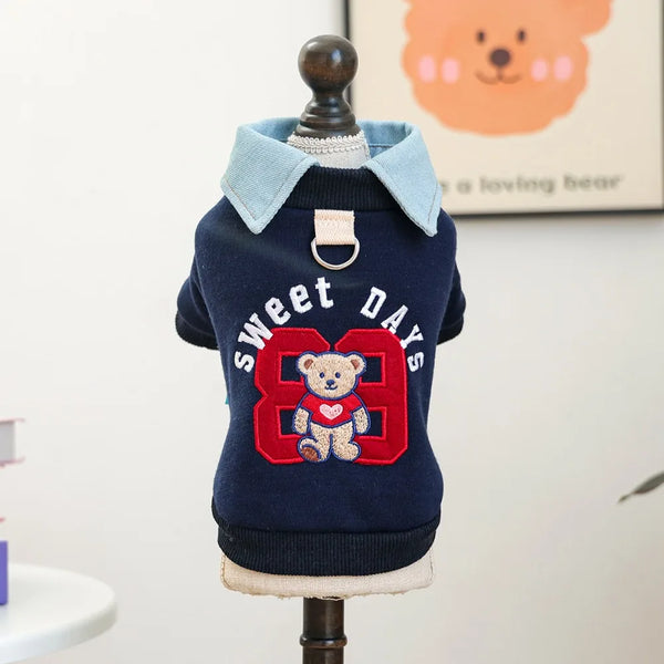 Warm Fleece Dog Jacket with R-Ring – Windproof Autumn & Winter Pet Coat