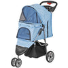 Pet Stroller 4 Wheel Foldable Dog Cat Carrier w/ Storage Basket & Cup Holder