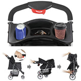 Pet Stroller 4 Wheel Foldable Dog Cat Carrier w/ Storage Basket & Cup Holder