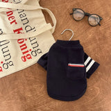 Striped Dog Sweatshirt with Pocket – Soft Winter Shirt for Small & Medium Dogs