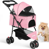 Pet Foldable Stroller For Small Puppy Dogs & Cats