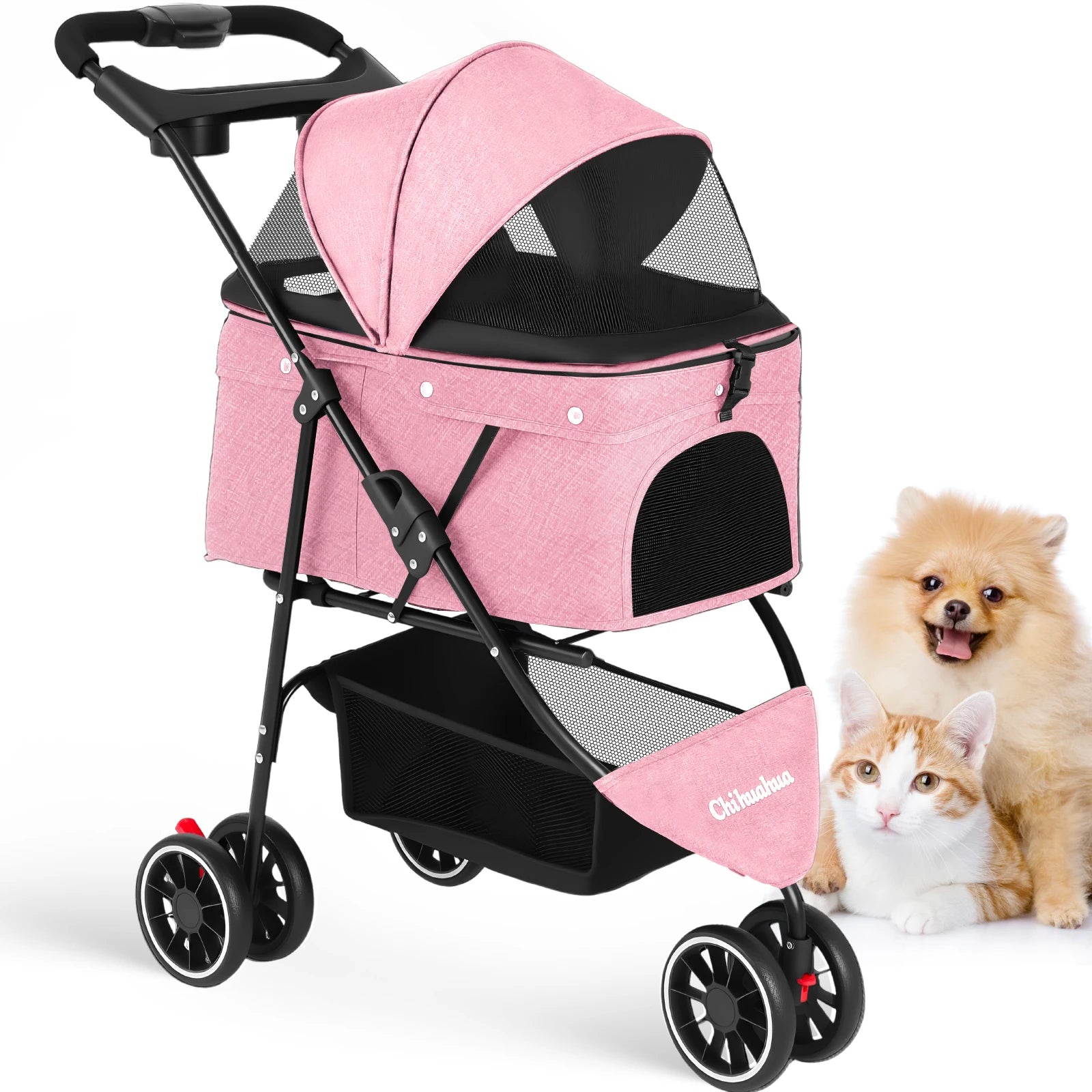 Pet Foldable Stroller For Small Puppy Dogs & Cats